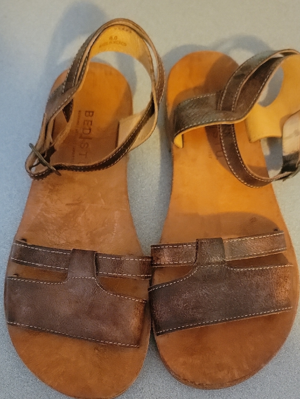 BED|STU Brown Leather Ankle-Strap Flat Sandals